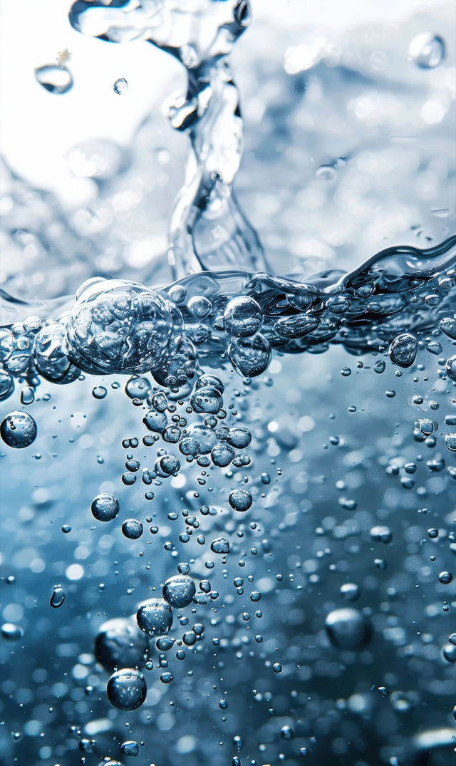 Close-up of water with bubbles and a blurred background